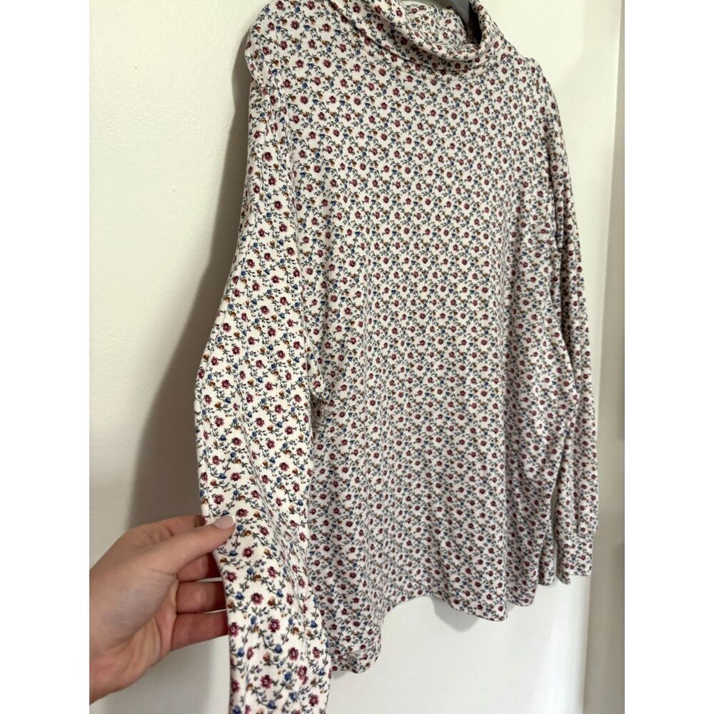 CornerStone Floral Turtleneck Top Cottagecore Soft Stretch Long Sleeve 24W Fairy